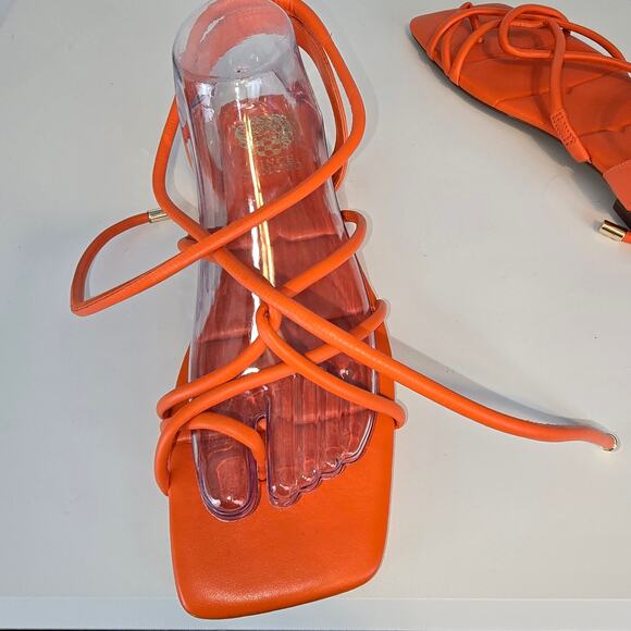 Vince Camuto Alminda Orange Sandal Toe Ring Strappy Tie Gladiator 9.5 - Picture 9 of 10